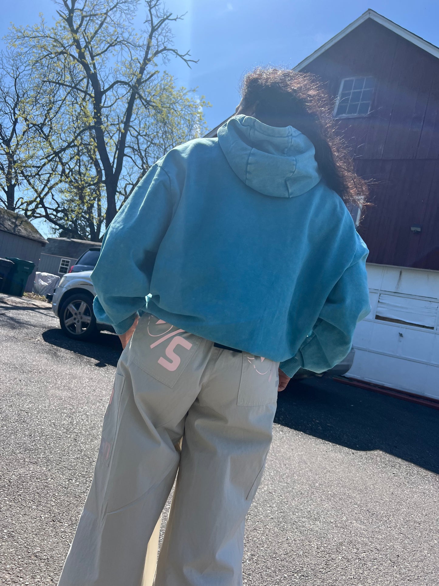 O|S baby blue vintage Hoodie